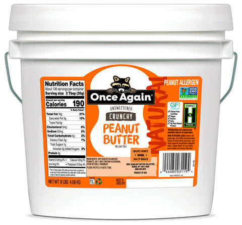 Once Again Natural Crunchy Peanut Butter, Salted - 9 lbs