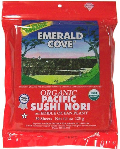 Emerald Cove Organic Toasted Pacific Sushi Nori - 50 Sheets