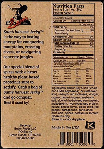 Sam's Harvest Jerky - Vegan, Gluten Free - 4 Oz, 12 Pack