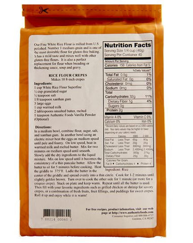 Authentic Foods White Rice Flour, Superfine - 3lb