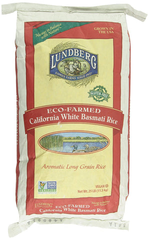 Lundberg Eco-Farmed White Basmati Rice, 25 lb