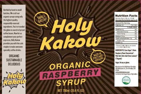 Holy Kakow Cafe Organic Raspberry Syrup - 750ml